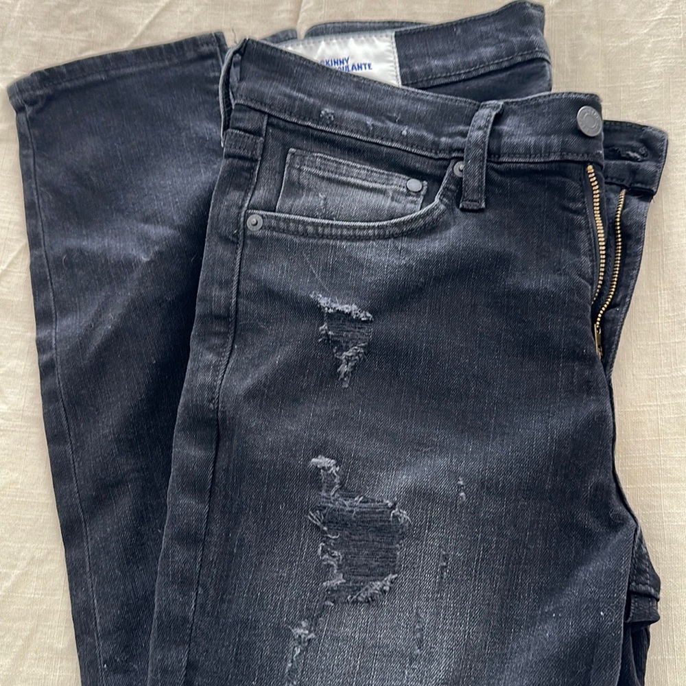 H&M Skinny Black Distressed Wash Jeans, 31x30
